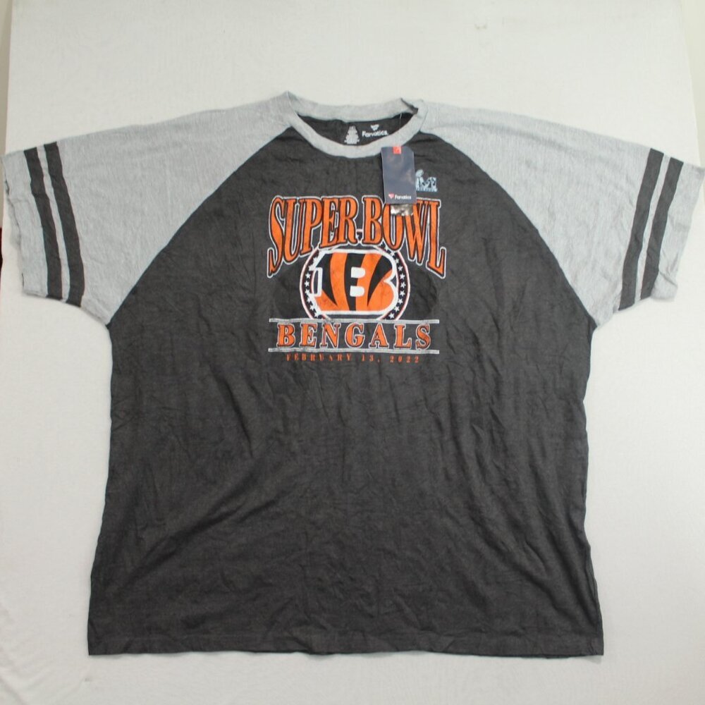 Fanatics Men Gray Tee Shirt Cincinatti Bengals Big Size 5XL